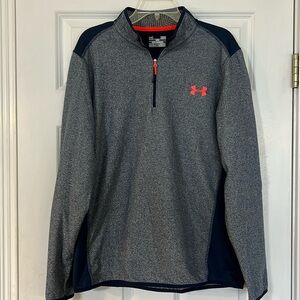 Mens Under Armour navy blue / navy heathered quarter zip,  excellent conditikn